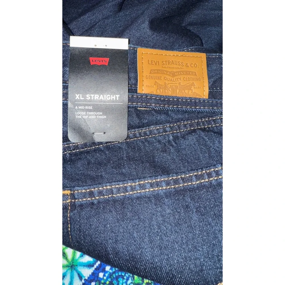 Levis Premium Straight Jeans Mens 30x31 Dark Wash Mid Rise Loose Fit A87010007
